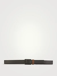 Triple Stitch Buckle Leather Belt