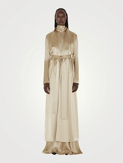Belted Satin Trench Coat