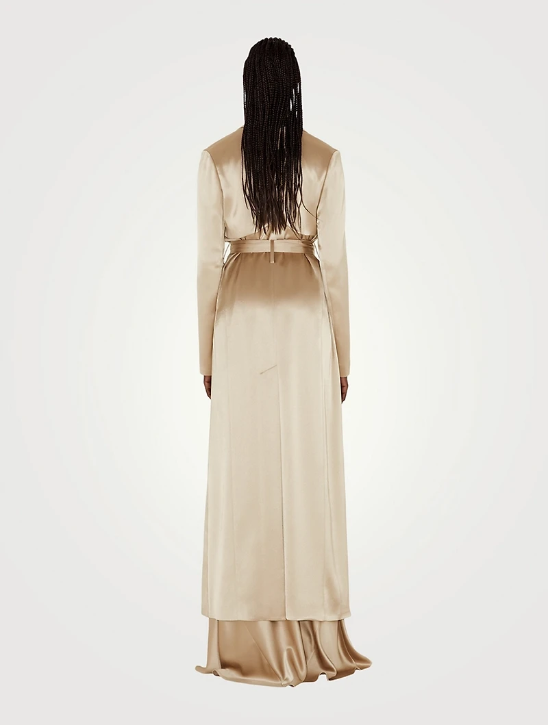 Belted Satin Trench Coat