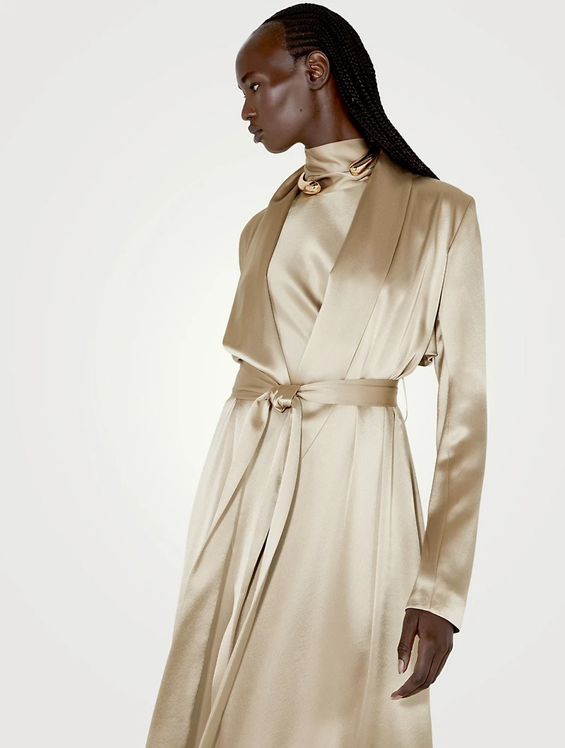 Belted Satin Trench Coat