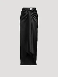 DeLovie Twist-Front Satin Maxi Skirt