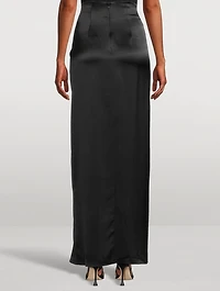 DeLovie Twist-Front Satin Maxi Skirt