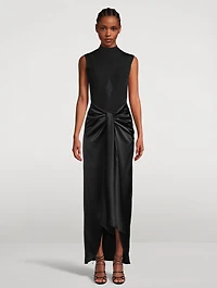 DeLovie Twist-Front Satin Maxi Skirt