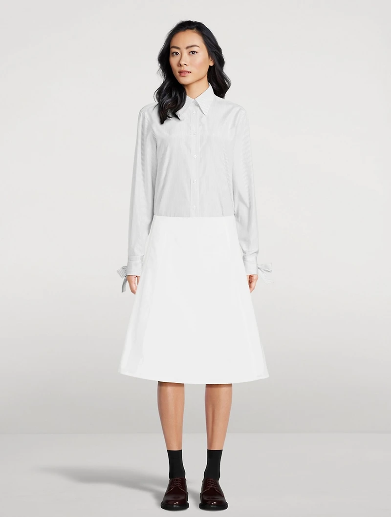 Tie-Cuff Shirt Stripe Print