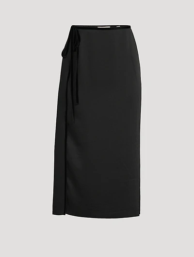 Velvet-Trimmed Midi Skirt