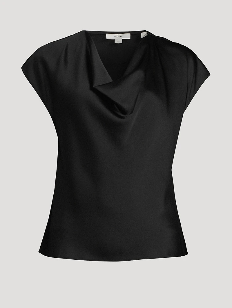 Silk Cowlneck Blouse