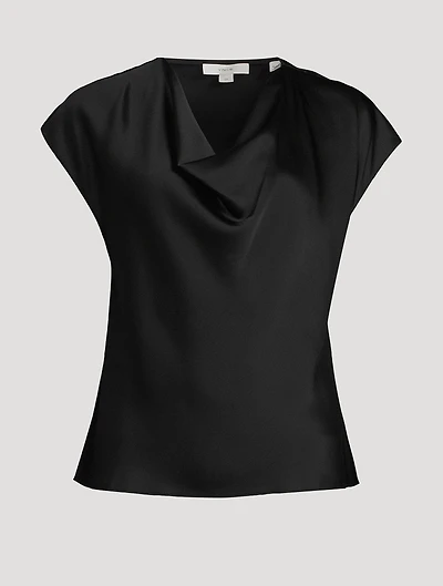 Silk Cowlneck Blouse