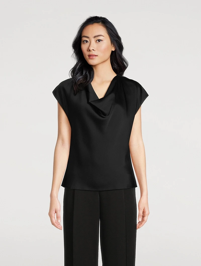 Silk Cowlneck Blouse