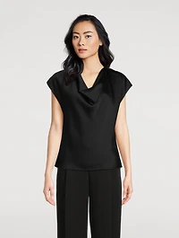 Silk Cowlneck Blouse