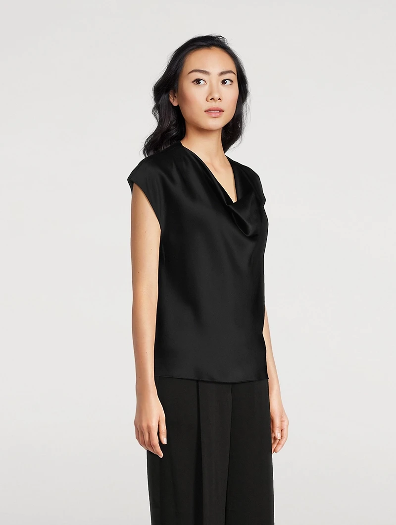Silk Cowlneck Blouse