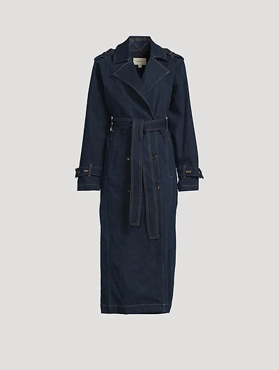 Double-Breasted Denim Trench Coat