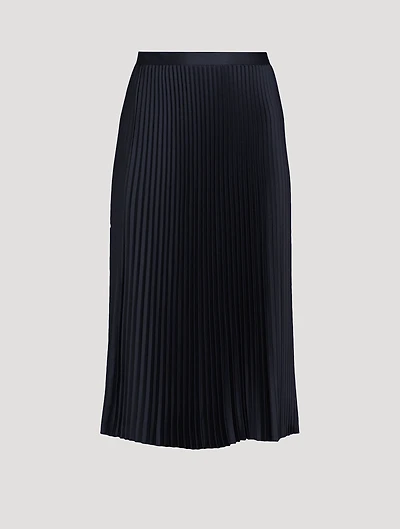 Plissé Satin Midi Skirt