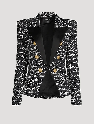 Satin Blazer Love Letter Print