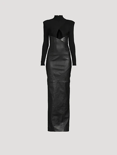 Leather And Jersey Gown