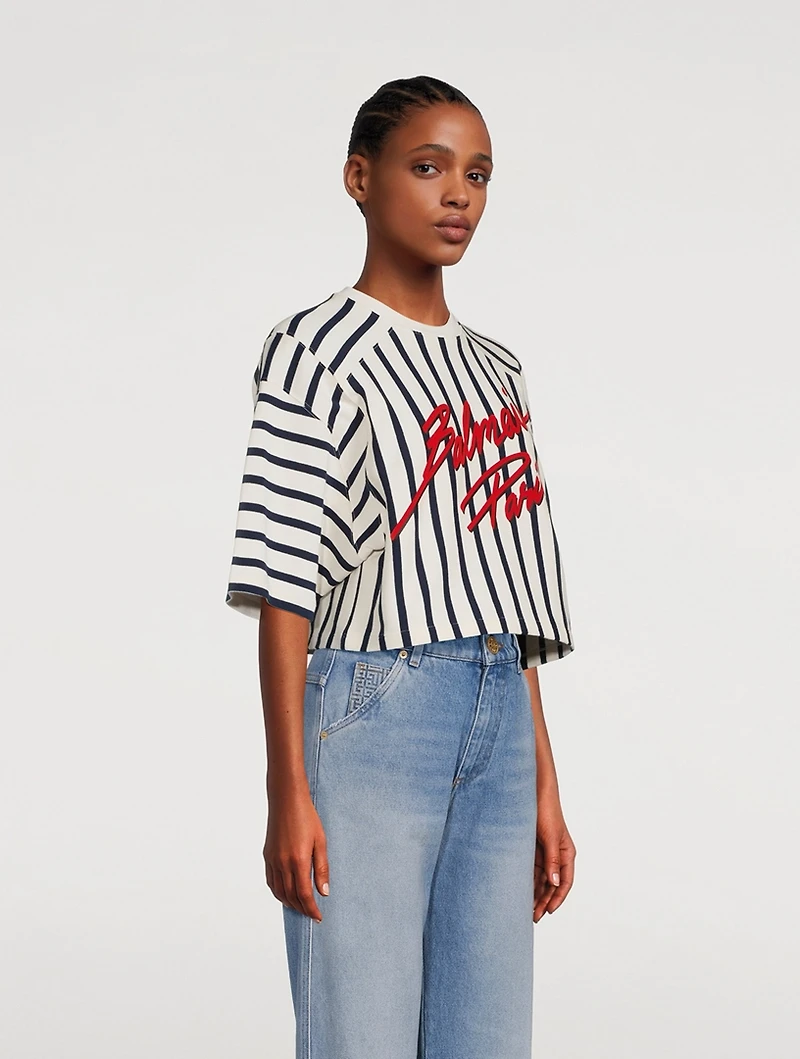 Crop Top Stripe Print