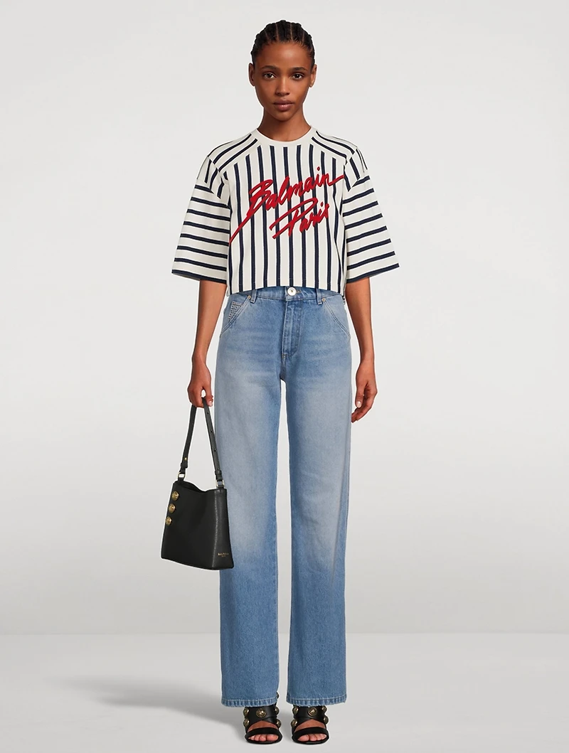 Crop Top Stripe Print