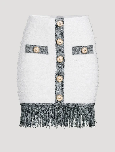 Bouclé Fringe Mini Skirt