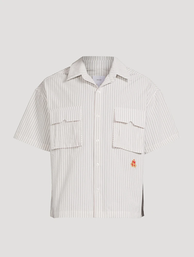 Crest Short-Sleeve Shirt Stripe Print