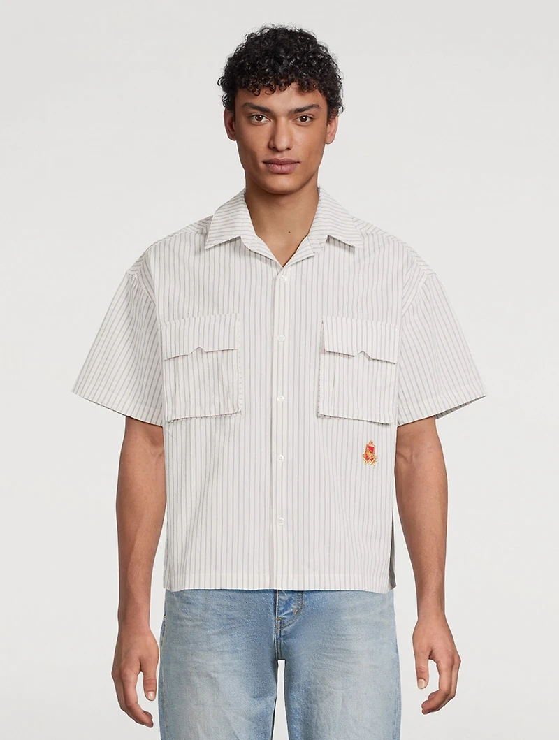 Crest Short-Sleeve Shirt Stripe Print