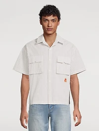 Crest Short-Sleeve Shirt Stripe Print