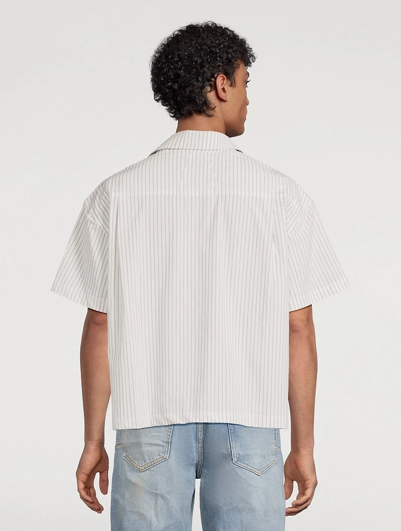Crest Short-Sleeve Shirt Stripe Print