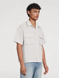 Crest Short-Sleeve Shirt Stripe Print