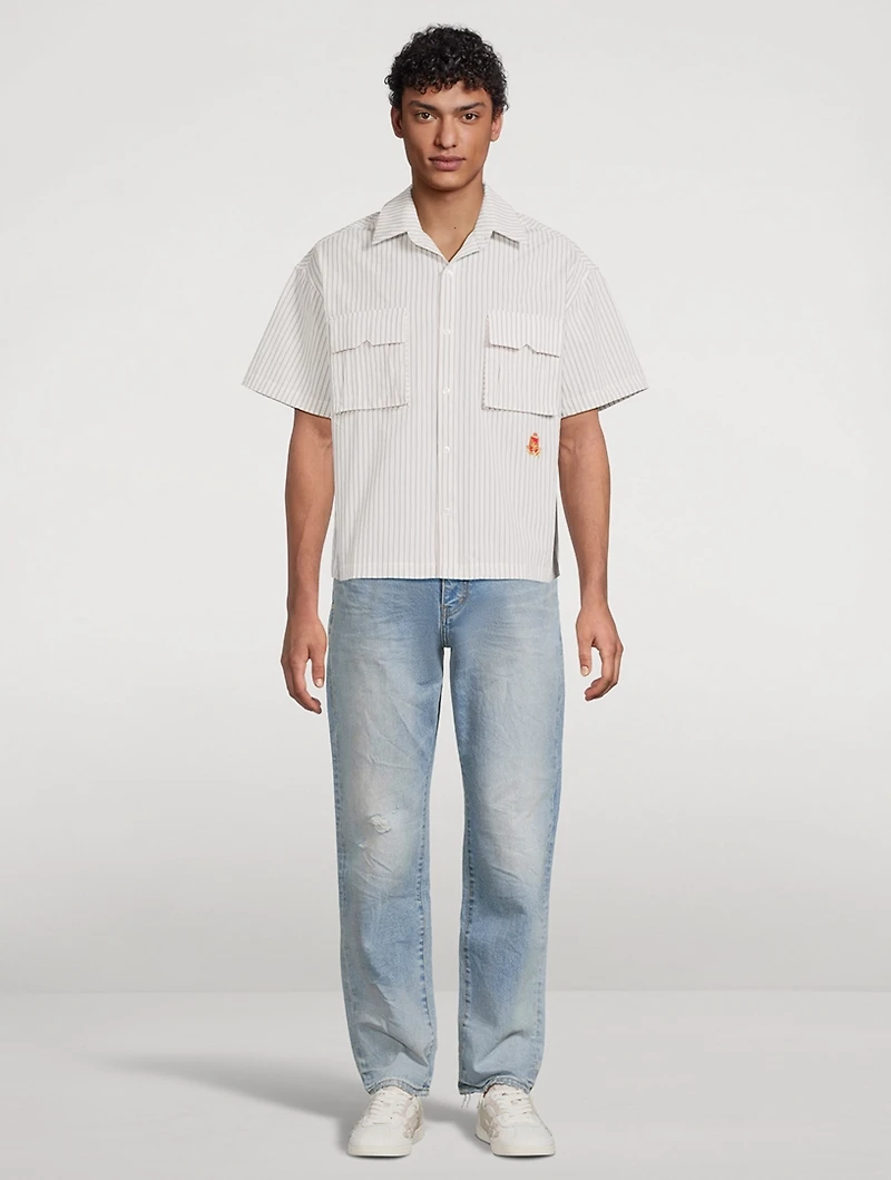 Crest Short-Sleeve Shirt Stripe Print
