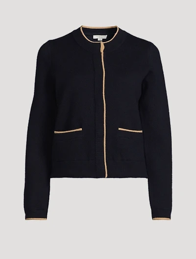 Contrast-Tipped Cardigan