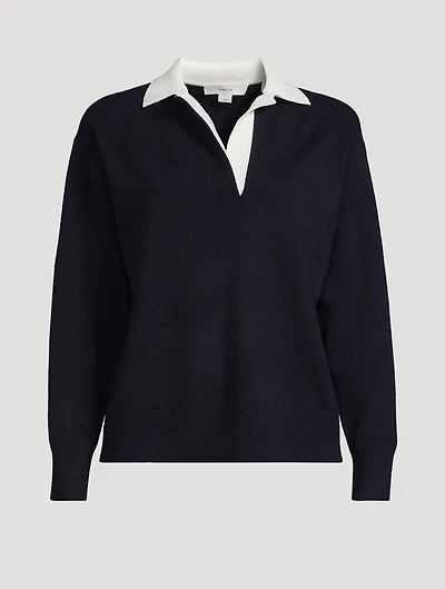 Wool Cashmere Polo Sweater