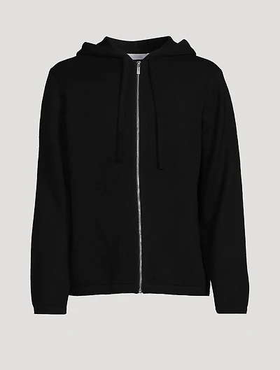 Wool Cashmere Mohawk Hood Zip Sweater