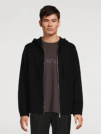 Wool Cashmere Mohawk Hood Zip Sweater