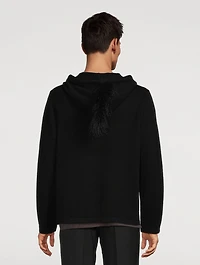 Wool Cashmere Mohawk Hood Zip Sweater