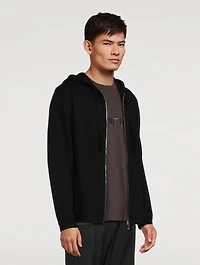 Wool Cashmere Mohawk Hood Zip Sweater