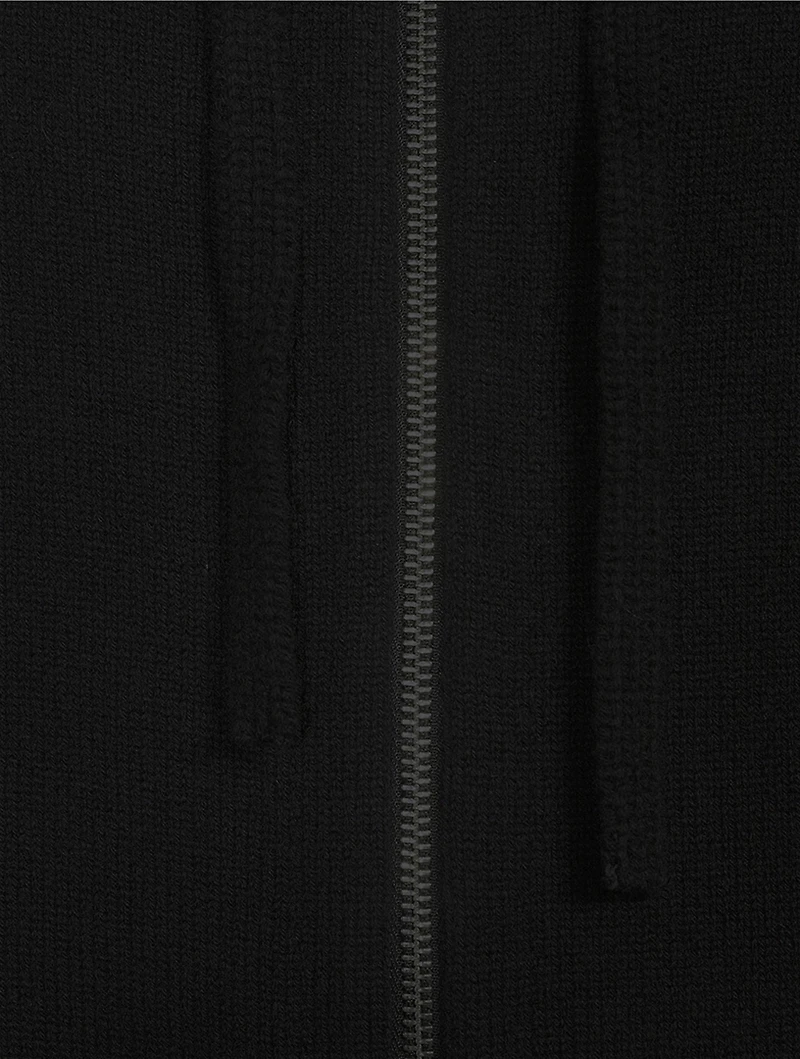 Wool Cashmere Mohawk Hood Zip Sweater