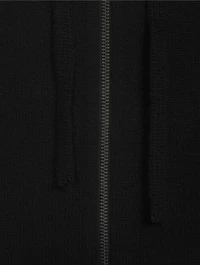 Wool Cashmere Mohawk Hood Zip Sweater
