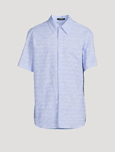 Jacquard Short-Sleeve Shirt Love Letter Print