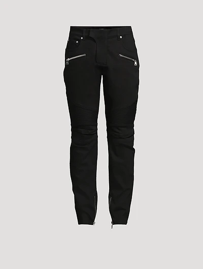 Denim Slim-Fit Biker Jeans