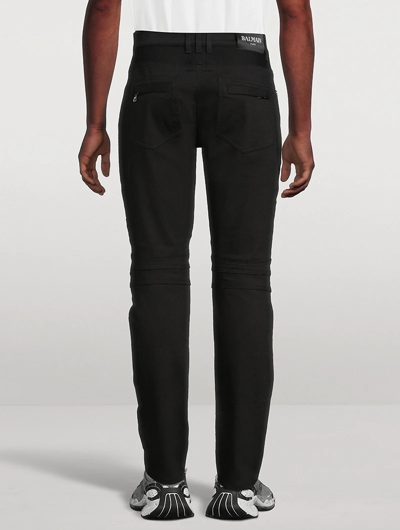 Denim Slim-Fit Biker Jeans