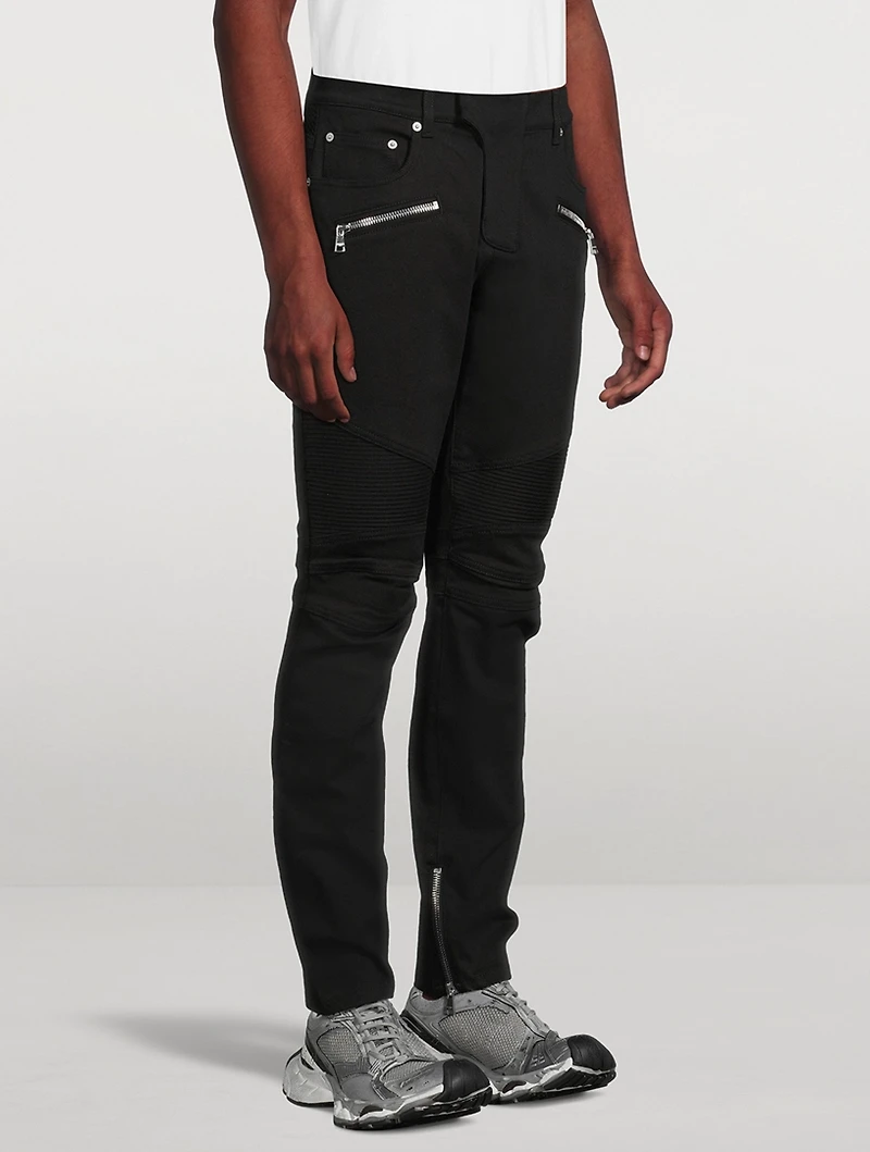 Denim Slim-Fit Biker Jeans