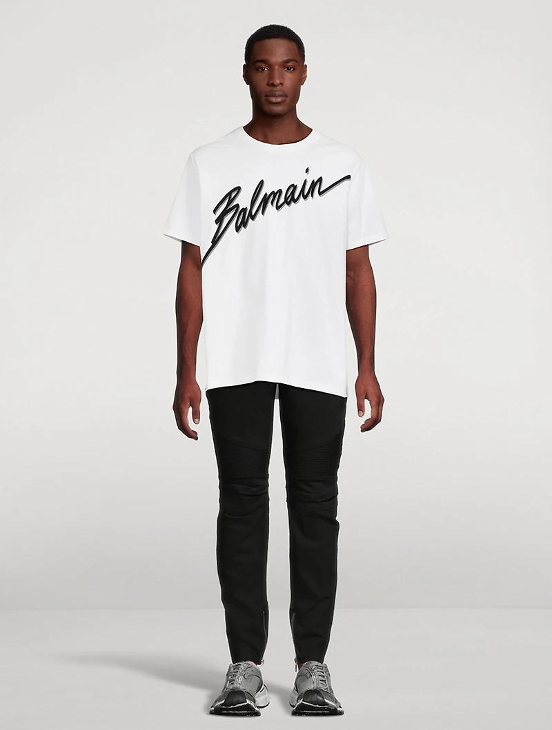 Denim Slim-Fit Biker Jeans