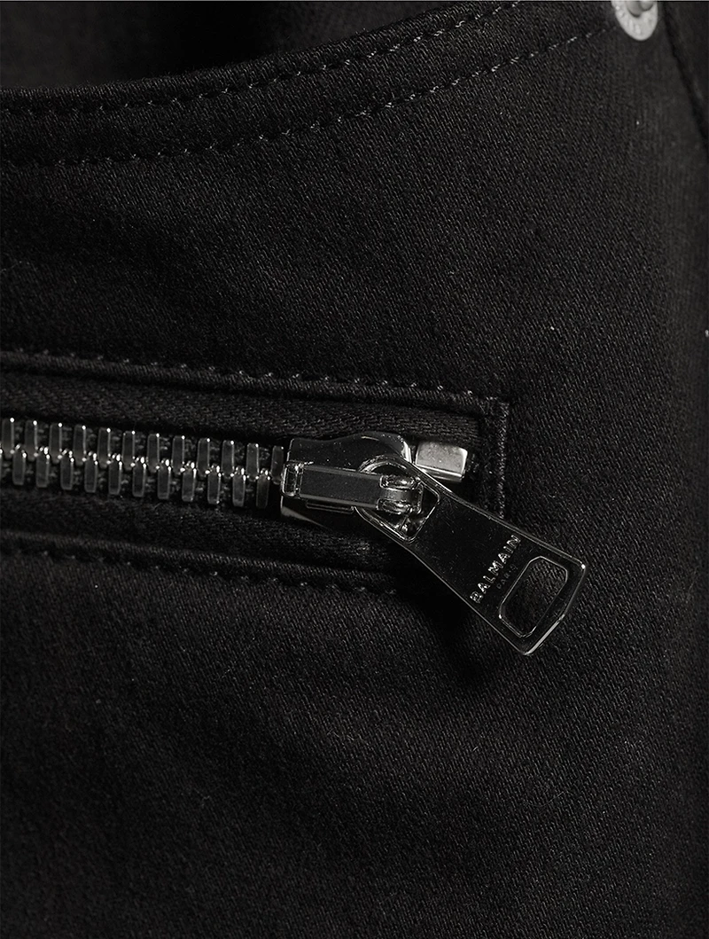 Denim Slim-Fit Biker Jeans