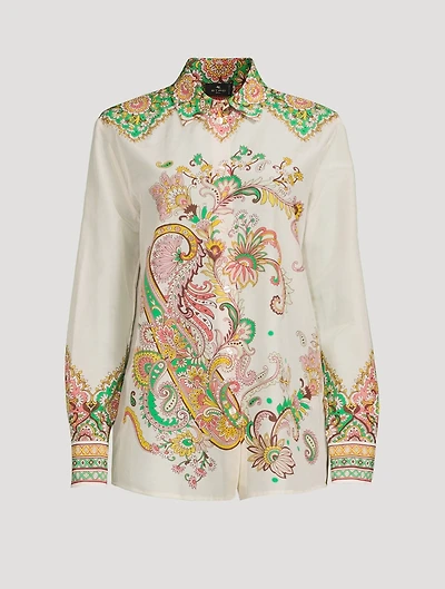 Cotton Silk Shirt Paisley Print