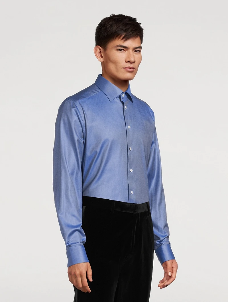 Slim-Fit Lustrous Mélange Shirt