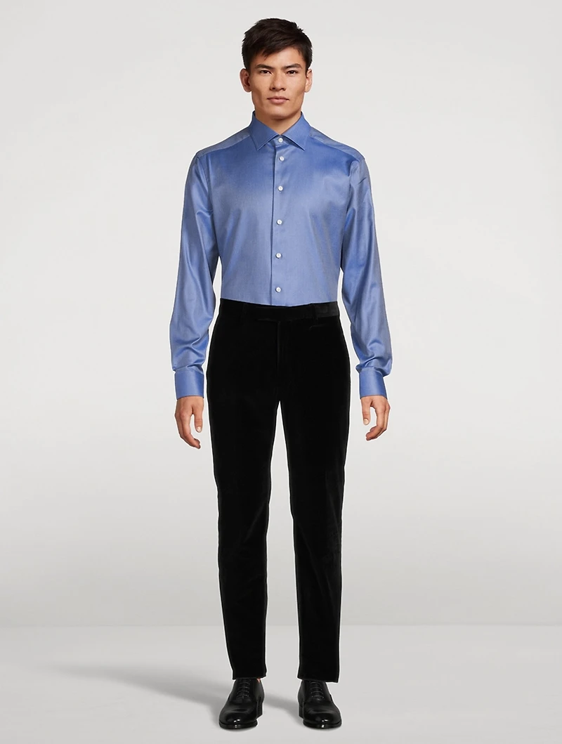 Slim-Fit Lustrous Mélange Shirt