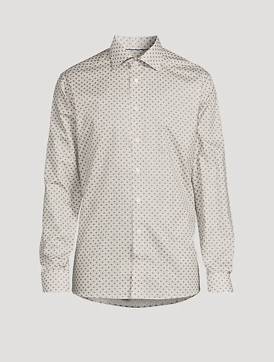 Slim-Fit Twill Shirt Geometric Print