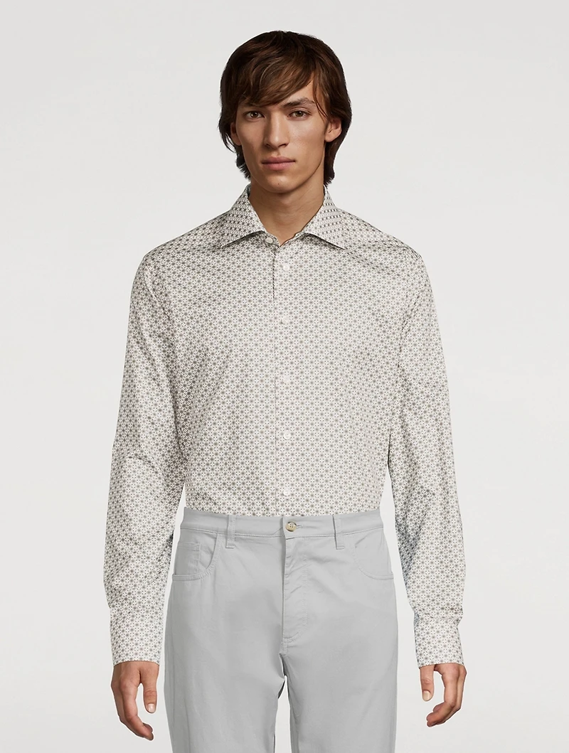 Slim-Fit Twill Shirt Geometric Print