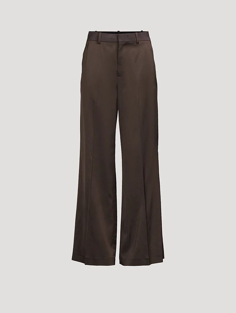 Wide-Leg Satin Trousers