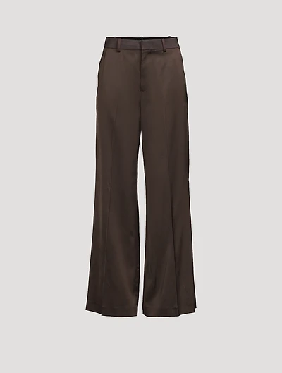 Wide-Leg Satin Trousers