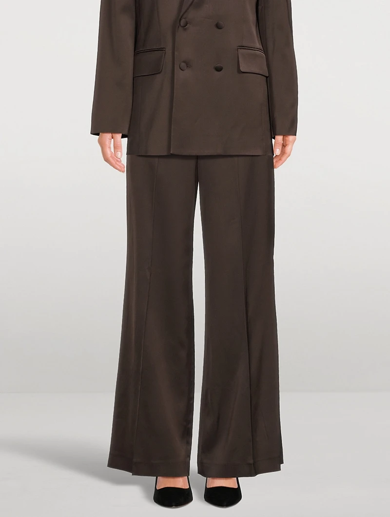 Wide-Leg Satin Trousers