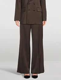 Wide-Leg Satin Trousers